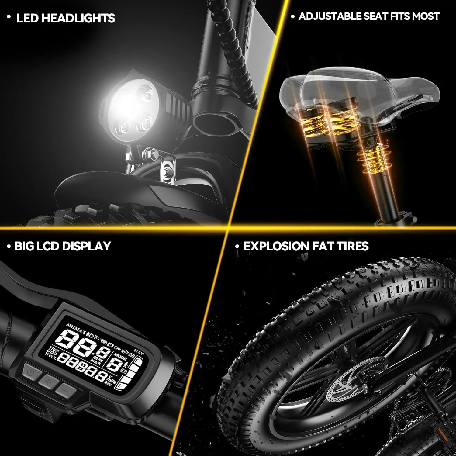 Cybervelo MARS700 1000W Folding Electric Bike – 28MPH, 80-Mile Range