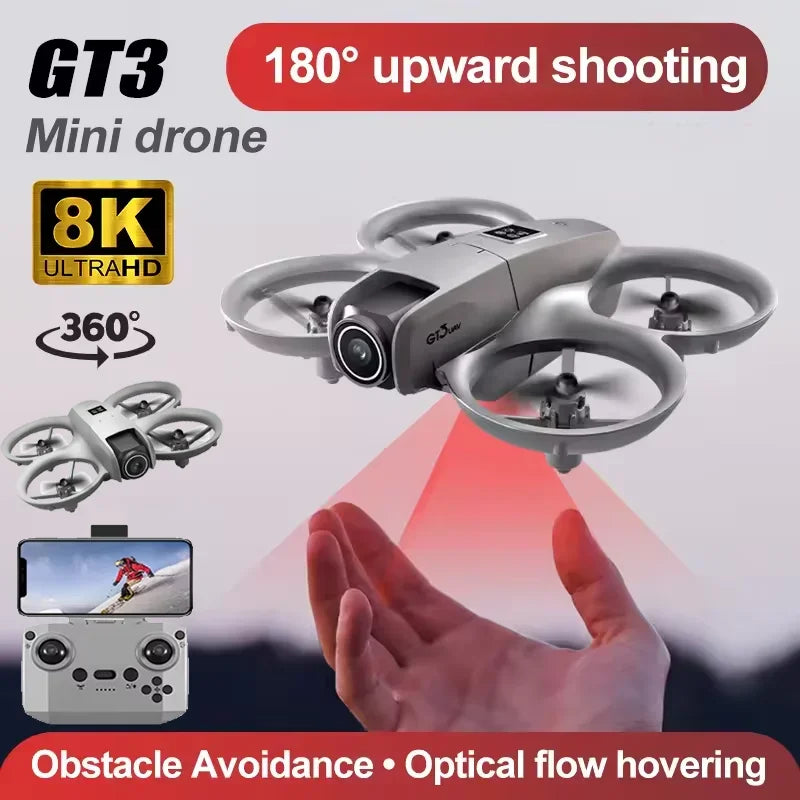 2026 DWI GT3 Mini RC Drone 8K GPS Camera with LED Lights