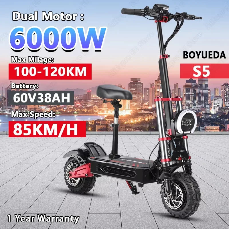 Boyueda S5 6000W Off-Road Electric Scooter 85KM/H