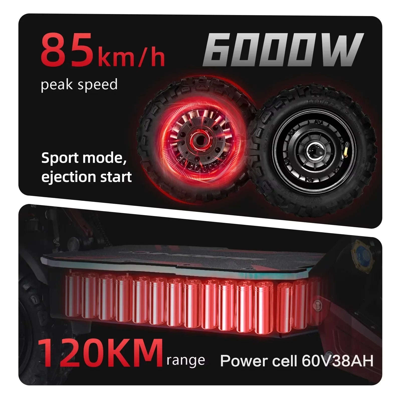 Boyueda S5 Electric Scooter 6000W 11-Inch Off-Road, 85KM/H