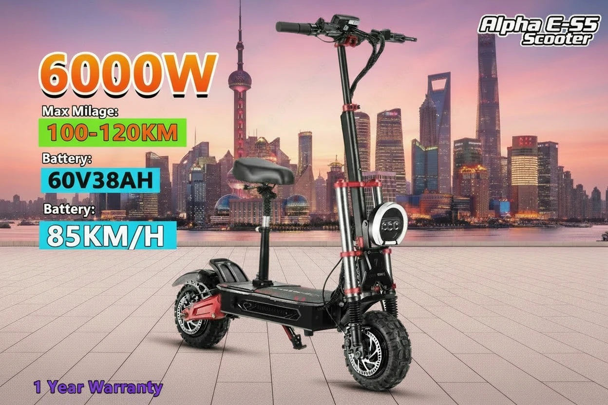 Alpha E-S5 6000W Off-Road Electric Scooter 85KM/H