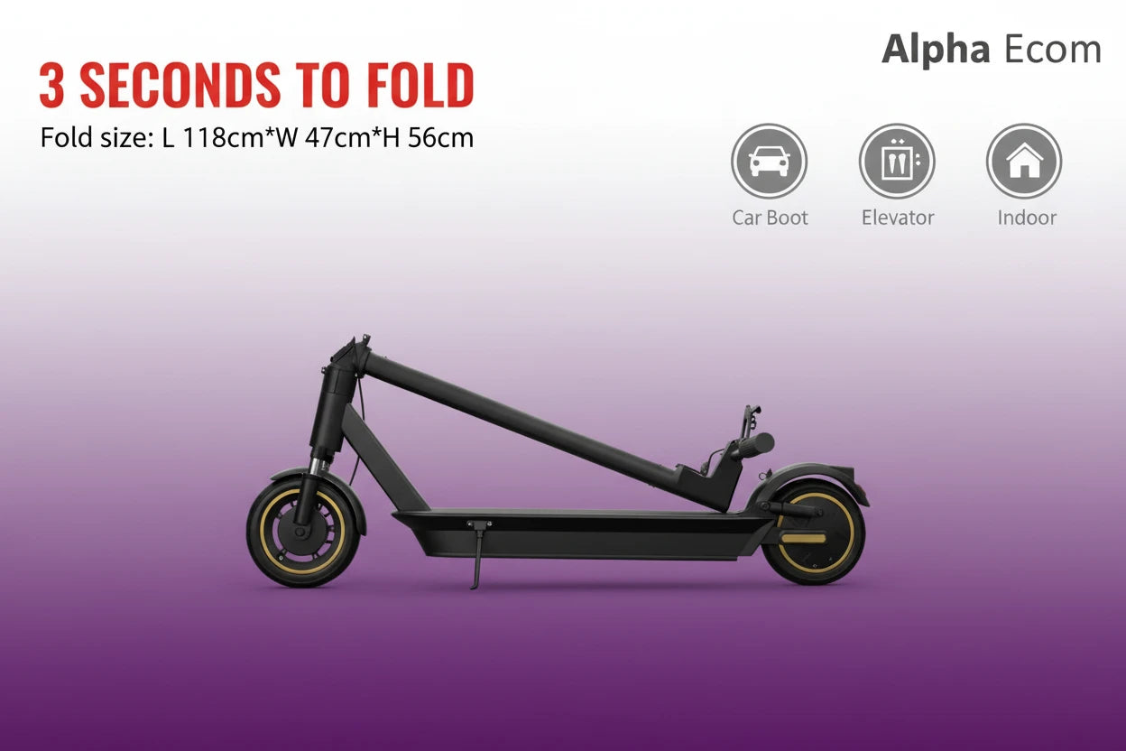 Alpha E-350 500W Electric 3 second fold Scooter 22MPH 28-Mile
