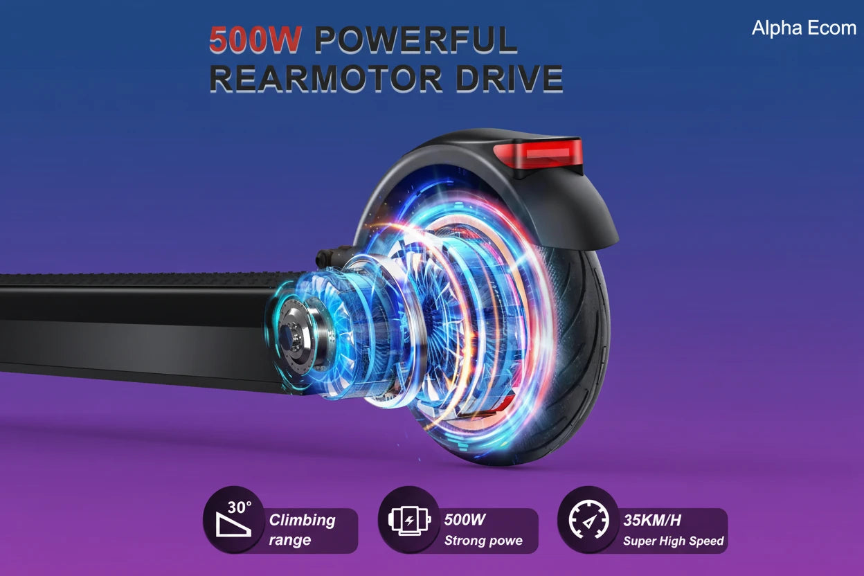 Alpha E-350 Rear Motor Drive 500W Electric Scooter 22MPH 28-Mile