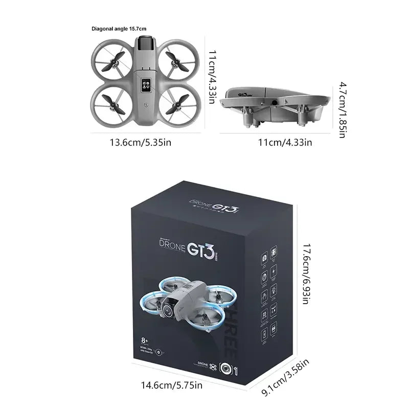 2026 DWI GT3 Mini RC Drone 8K GPS Camera with LED Lights